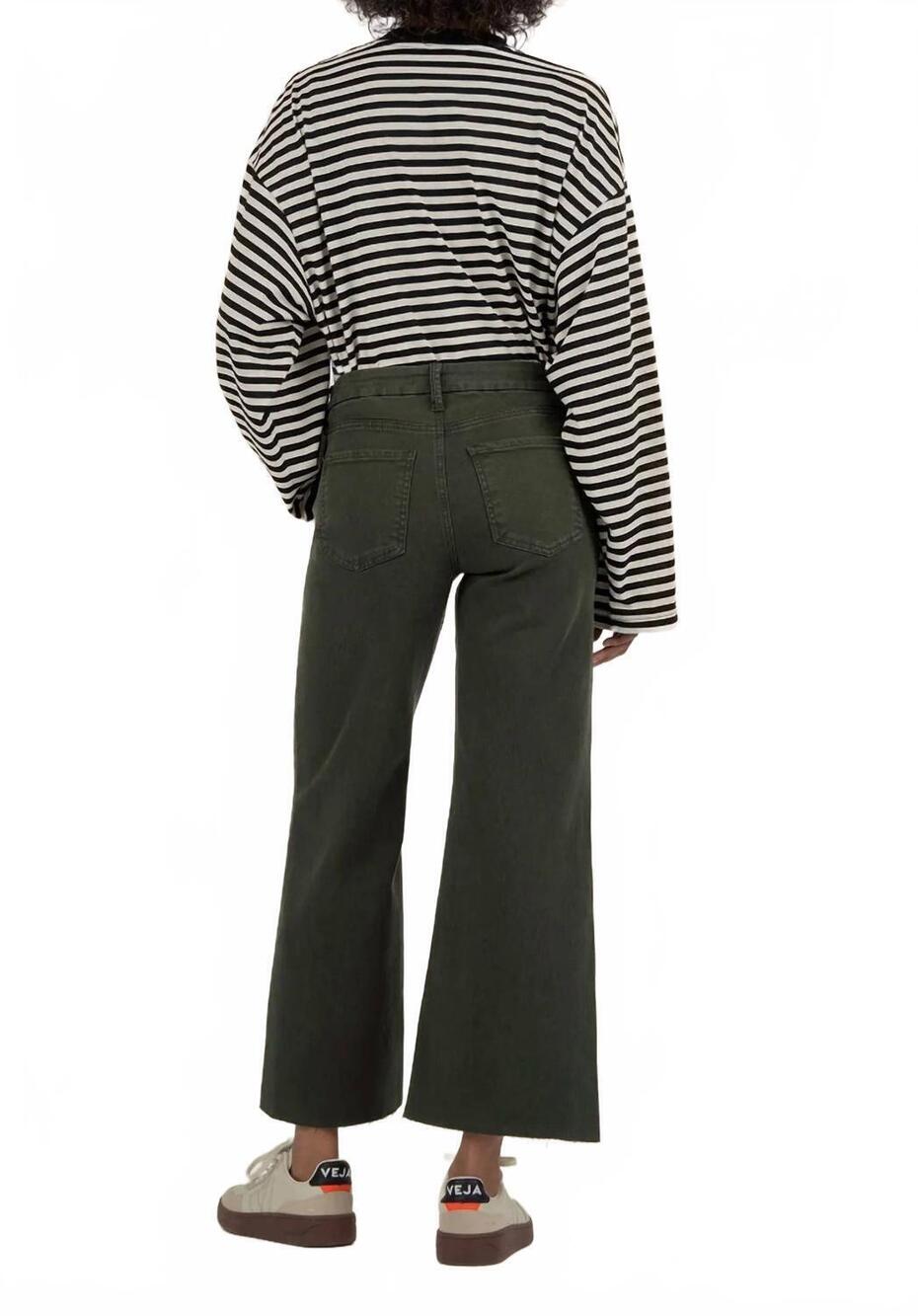 NEW KUT FROM THE KLOTH meg high rise fab ab wide leg jeans in sherwood forest - Picture 4 of 5